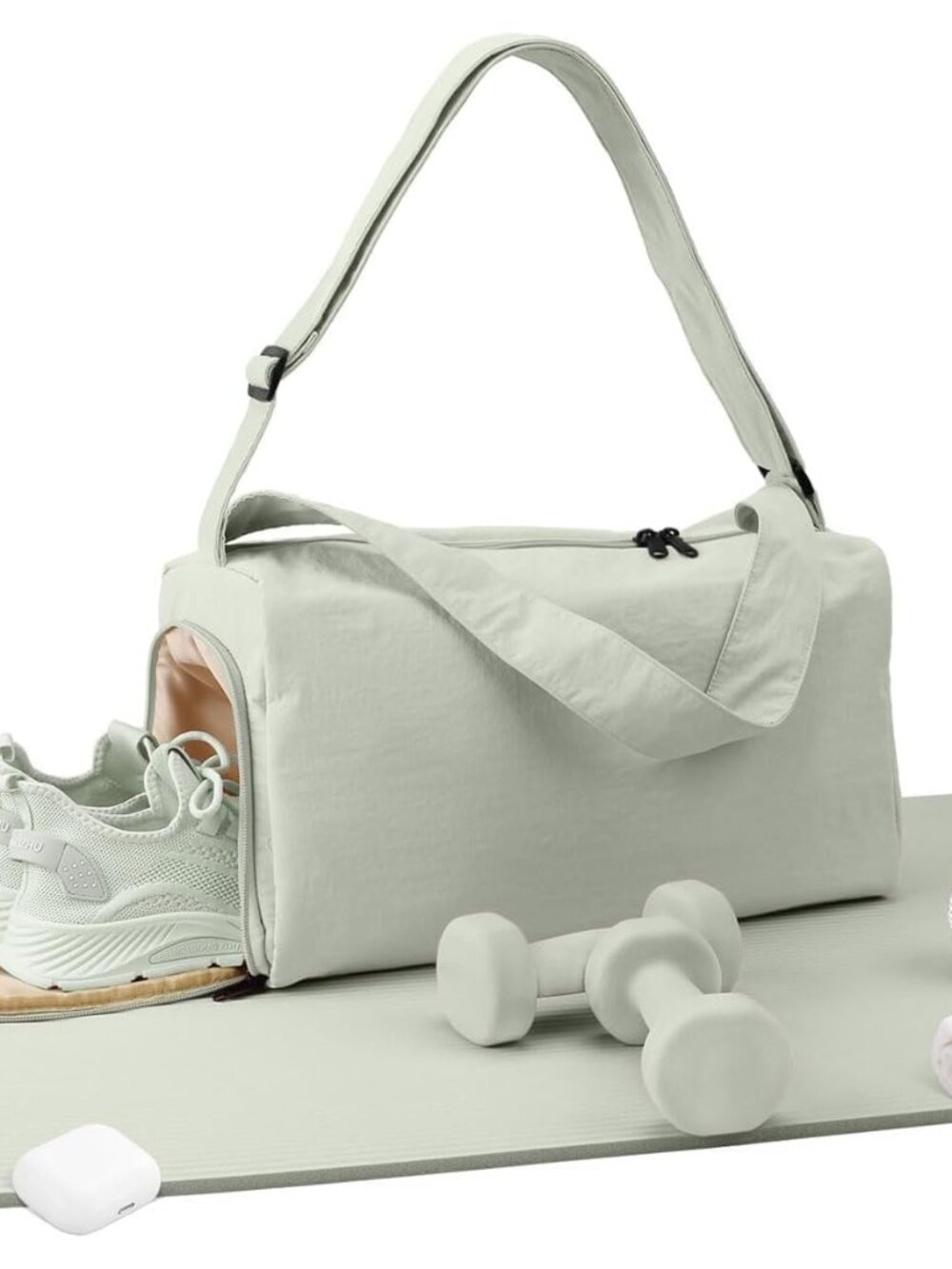 Small Gym Bag for Women with Shoes Compartment, Stylish Duffle Travel Bag for Pl